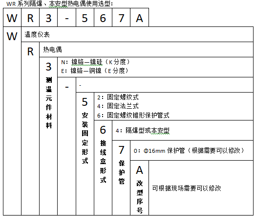 WRE-640A隔爆型本安型熱電偶使用選型