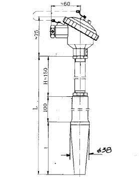 WRE-13B焊接式錐形套管熱電偶安裝圖片 WRE-13B焊接式錐形套管熱電偶安裝圖片