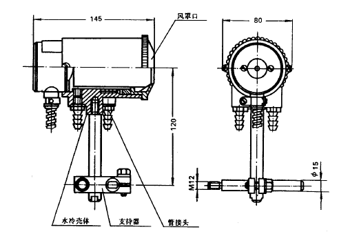 WFT-202非接觸式輻射高溫計(輕型成套)外形尺寸 WFT-202非接觸式輻射高溫計(輕型成套)外形尺寸