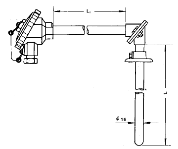 WRE-530活動(dòng)法蘭防水式直角熱電偶安裝圖片